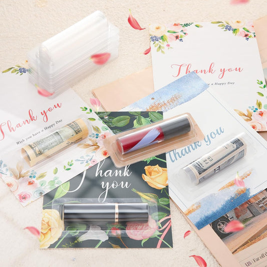 200 Pcs Clear Lip Balm Pouches Plastic Money Holder for Cash Gift Lipstick Plastic Domes Compact Money Card V1258-DP02-C-2264