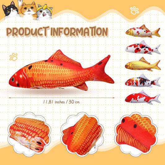 6 Pcs 12 Inch Fish-Shaped Soft Cat Cushions Pillow Realistic Pet Carp Play Pillow for Cats Birthday V1258-DP02-C-2268