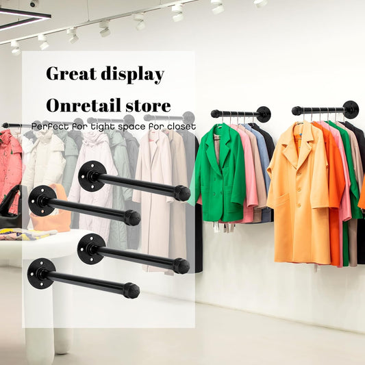 12 Set 12 Inch Industrial Pipe Clothing Rack with Screws Set Wall Mounted Industrial Pipe Clothes Bar Closet V1258-DP02-C-2291