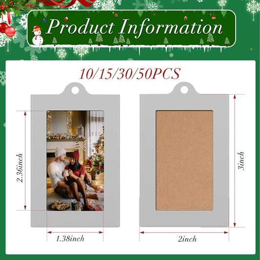 50 Pcs Metal Christmas Photo Frame Ornaments Bulk 2 x 3 Inch Heavy Duty Reusable Small Frame Decorations for V1258-DP02-C-2293