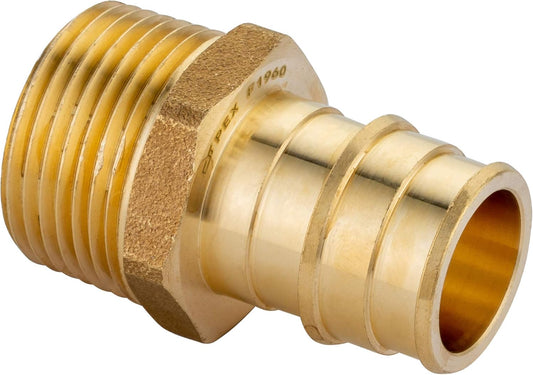 (Pack of 2) Pex A Full Flow Expansion Brass Fittings 1"x 1" Male NPT Adapter, ASTM F1960,(PEX1960019) V1258-DP02-C-2318