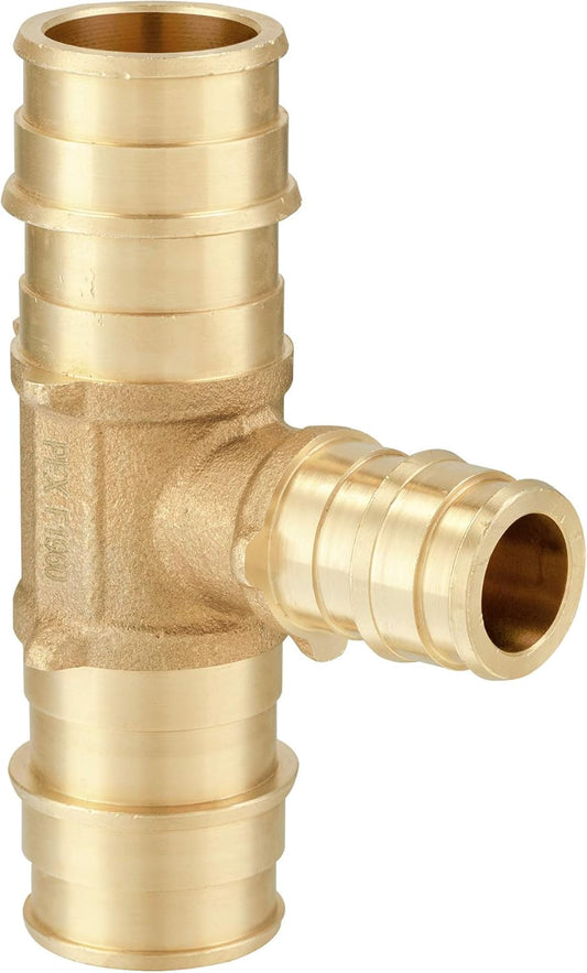 (Pack of 10) Pex A Full Flow Expansion Brass Fittings 3/4"x 3/4"x 1/2" Reducing Tee ONLY For Pex-A Tubing V1258-DP02-C-2366