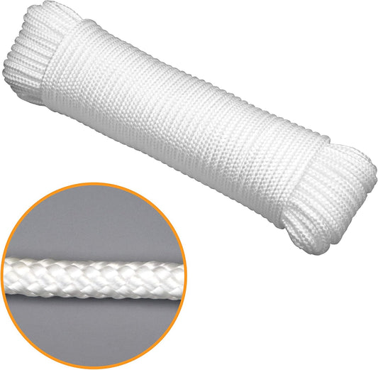 2-Pack 100' x 1/4" White Rope, UV Resistant Rope for Flag Pole, Clothes line, Camping Tent, Canoes, Tree Work V1258-DP02-C-242