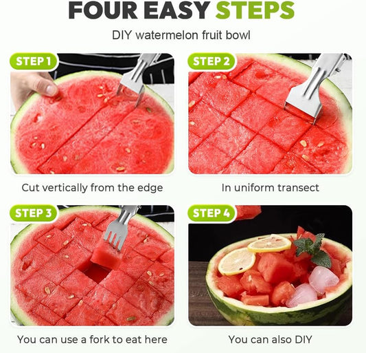 Multipose Watermelon Fork Slicer, 2025 New Stainless Steel Fruit Forks Slicer Knife for Family Parties V1258-DP02-C-2520