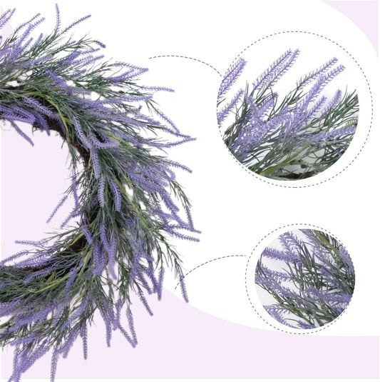 22" Soft Touch Lavender Wreath for Front Door - Spring Summer Purple Flower Wreath for Indoor Outdoor, Rustic V1258-DP02-C-2661
