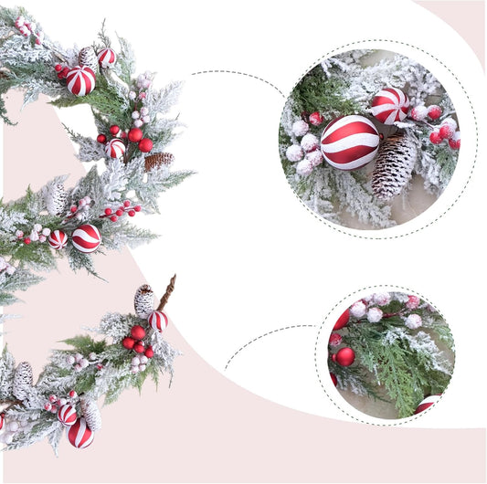 70 Inch Christmas Candy Cane Garland for Front Door, Winter Red White Xmas Holiday Garland for Indoor V1258-DP02-C-2711