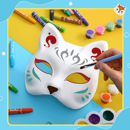 20 Pcs Cat Masks White Blank Therian Masks for Masquerade Halloween Cosplay Parties Costume Accessories V1258-DP02-C-2734