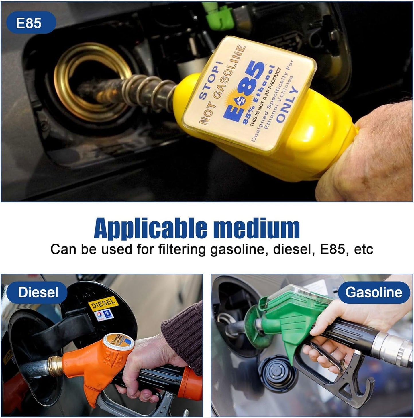 Inline Fuel Filter 10 Micron with 6AN 8AN 10AN Adapter,50MM Universal Bracket Clamp,10 Micron Inline Fuel V1258-DP02-C-2769