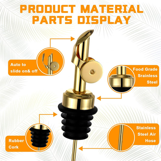 24pc Olive Oil Spout Stainless Steel Weighted Bulk Self-Closing Bottle Pourers for Wine Syrup Home Bar V1258-DP02-C-2842