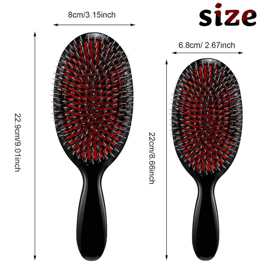 Hair Brushes, 2 Pieces Boar Bristle Hair Brushes with Nylon Quill, Natural Bristles Hair Extensions for V1258-DP02-C-291