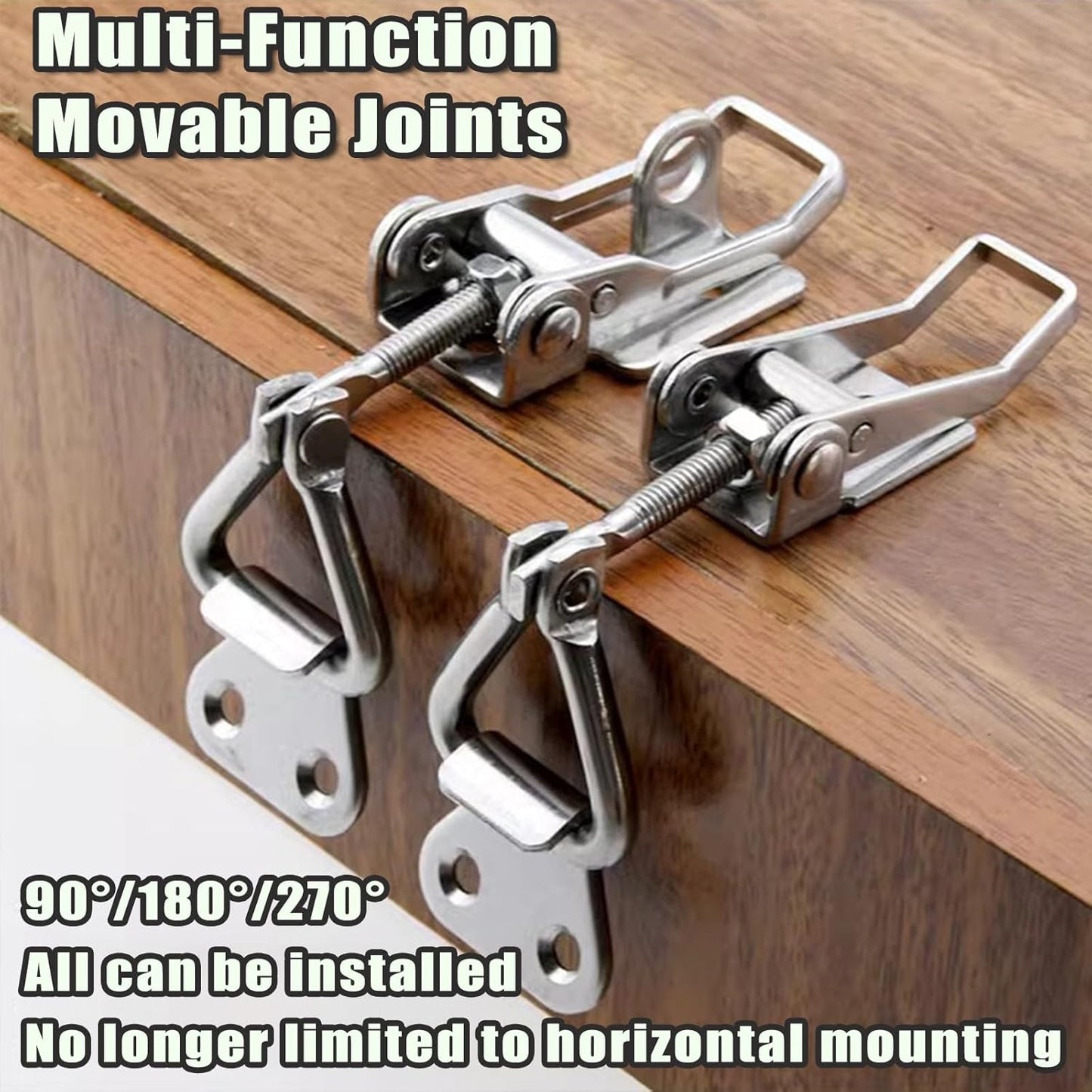 4PCS Thickened Stainless Steel Toggle Latch Clamp Adjustable Heavy Duty Pull Hasp Latches Toggle Latch Clamp V1258-DP02-C-2949