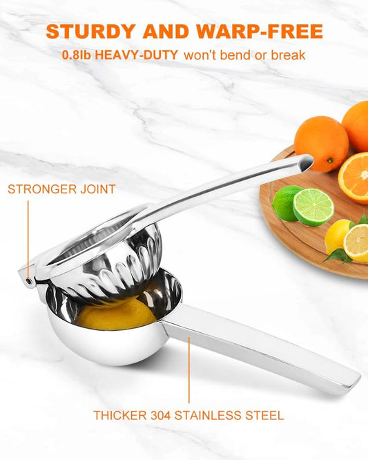 Lemon Squeezer Juicer for Lime and Lemon, Heavy-Duty 304 Stainless Steel, High Juice Yield Manual Juicer, V1258-DP02-C-3