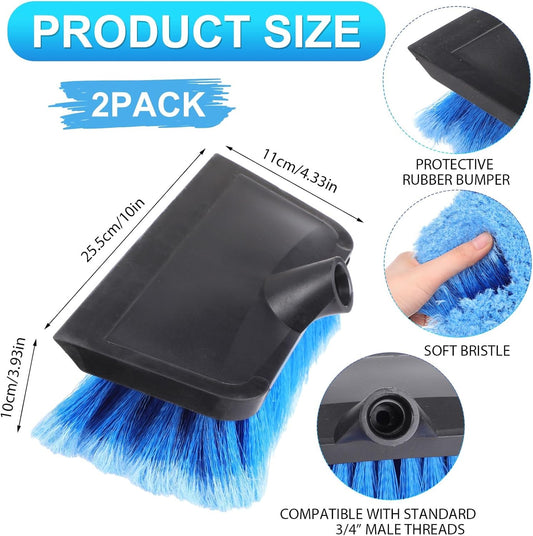 2 Pcs 10 Inch Solar Panel Soft Brush Cleaner Head, Bristles Scrub Brush with Rubber Protective Pads Prevent V1258-DP02-C-3046