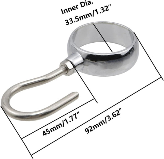 Stainless Steel Closet Rod Hook Robe Tube Hook Wardrobe Hooks for Hanging, Fit for32mm/1.26" Dia Rod -10pcs V1258-DP02-C-3130