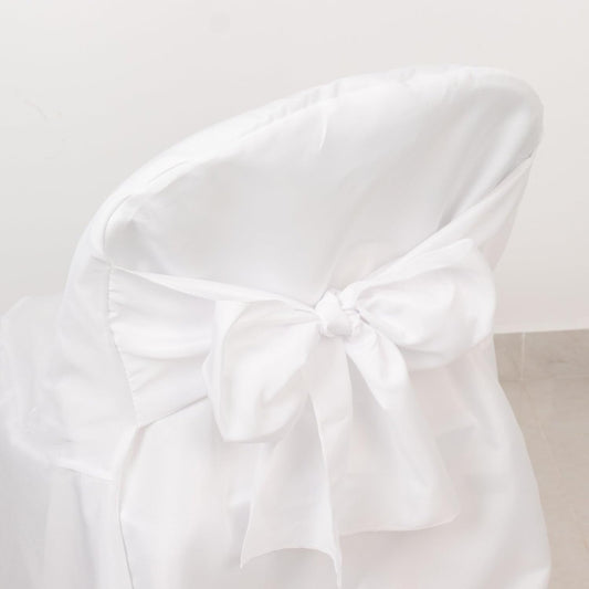 Efavormart 10 Pack White Linen Polyester Folding Chair Covers for Party Dining Chairs Reusable Wedding Chair V1258-DP02-C-3140