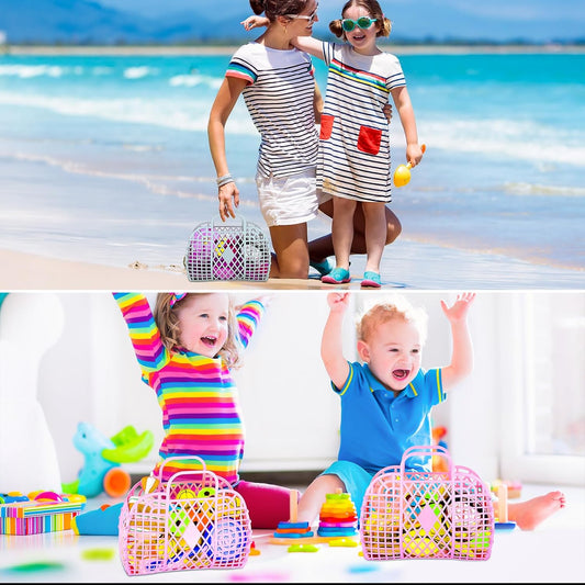 8 Pcs Jelly Bags Bulk Jelly Purse Plastic Basket Party Favor Beach Handbags Easter Egg Basket for Women Girls V1258-DP02-C-3162