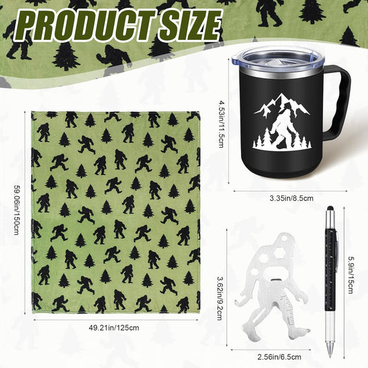 5 Pcs Bigfoot Sasquatch Gifts Sasquatch Lovers Gift with Large Blanket 12 oz Insulated Tumbler Socks Can V1258-DP02-C-317