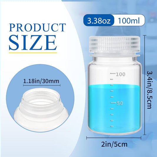 12 Pcs Plastic Sample Bottles with Screw Cap, Liquid Containers with Lid for Lab Reagent Sample Medicine Pill V1258-DP02-C-3180
