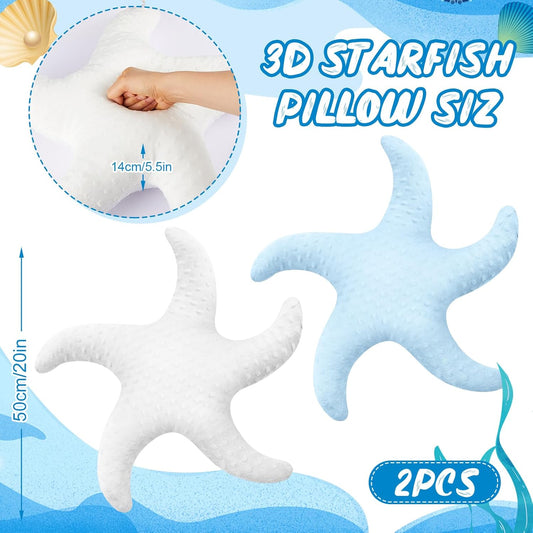 2 Pcs Starfish Pillow Cute Beach Pillow 20'' Star Fish Shaped Throw Pillows Plush Beach Room Decor Decorative V1258-DP02-C-3186