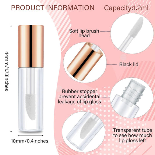 100 Pieces Clear Mini Lip Gloss Tube Refillable Empty Lip Balm Gloss Containers Bottles Transparent Mini V1258-DP02-C-3188