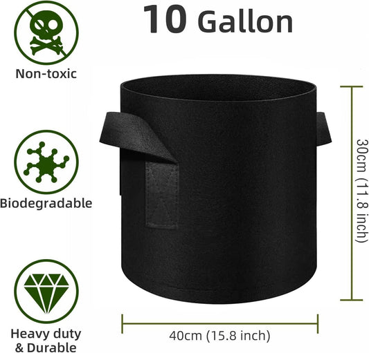 12-Pack 10 Gallon Plant Grow Bags, Thickened Nonwoven Fabric Pots with Handles, Vegetable Planter Bags V1258-DP02-C-3194