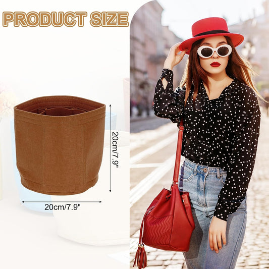 Purse Organizer Insert, 8" x 8" Portable Felt Organizer Bags Round Multiple Compartments Purse Liner for V1258-DP02-C-3217