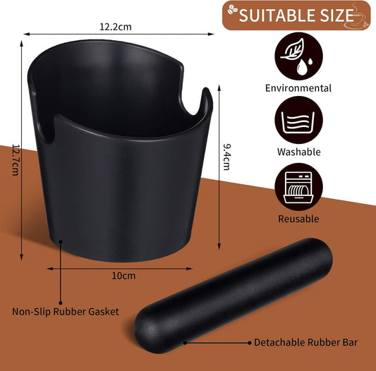 Set of 2 Pieces Espresso Knock Box and Coffee Tamper Mat Reliable Barista Tools with Removable Knock Bar V1258-DP02-C-326