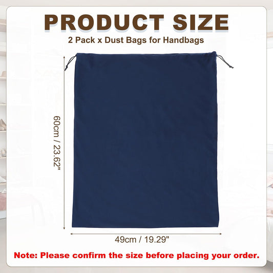 2 Pack Dust Bags for Handbags, 19.3x23.7" Cotton Drawstring Storage Pouch Bag Dust Cover Storage Bags for V1258-DP02-C-3260