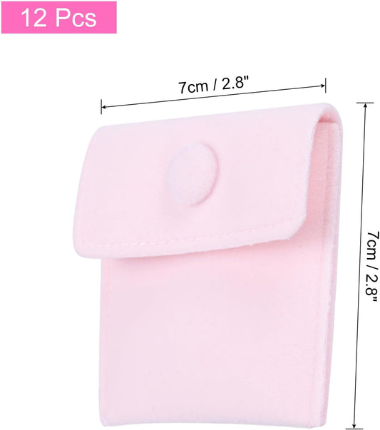12 Pcs Velvet Jewelry Pouches with Snap Button 2.8x2.8 Inches,Soft Jewelry Pouches Storage Bags Small Velvet V1258-DP02-C-3268