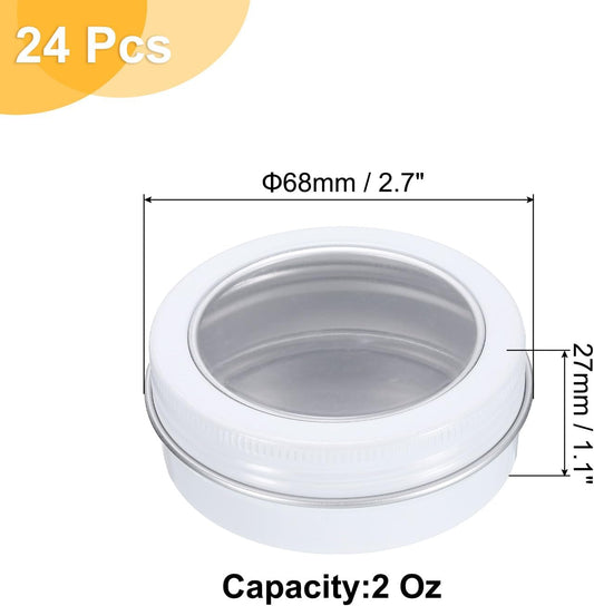 2 Oz Tin Cans, 24 Pcs Aluminum Round Tins, Travel Sized Small Metal Tins Cosmetic Sample Containers with V1258-DP02-C-3275