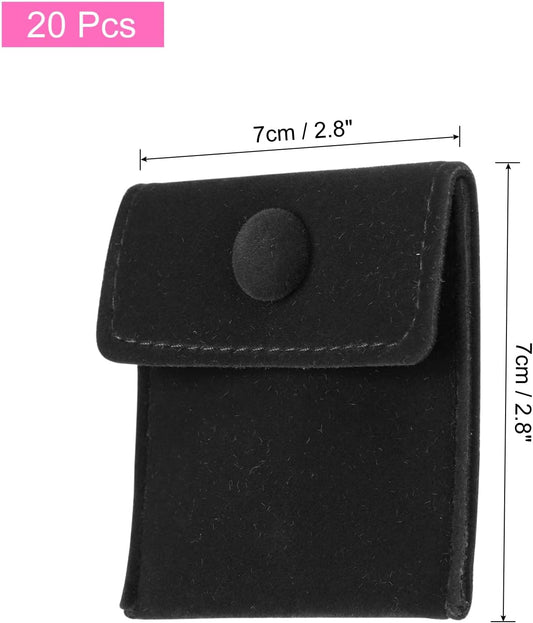 20 Pcs Velvet Jewelry Pouches with Snap Button 2.8x2.8 Inches, Soft Jewelry Pouches Storage Bags Small Velvet V1258-DP02-C-3276