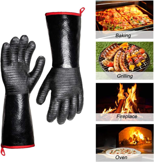 932 degrees F Extreme Heat Resistant Gloves for Grill BBQ, Waterproof Long Sleeve Pit Grill Gloves for Fryer, V1258-DP02-C-337