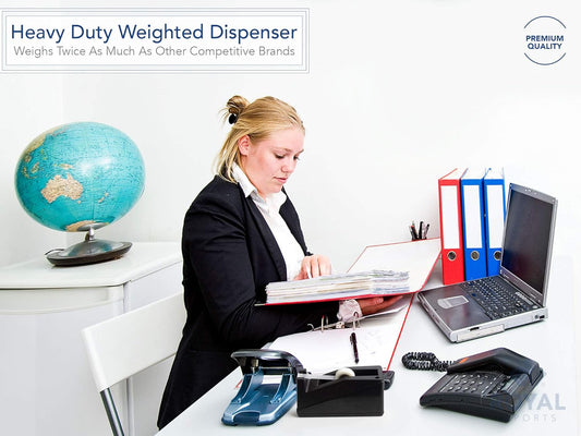 Desktop Tape Dispenser Adhesive Roll Holder (Fits 1" & 3" Core) Heavy Duty Premium for Office, Home, School, V1258-DP02-C-399
