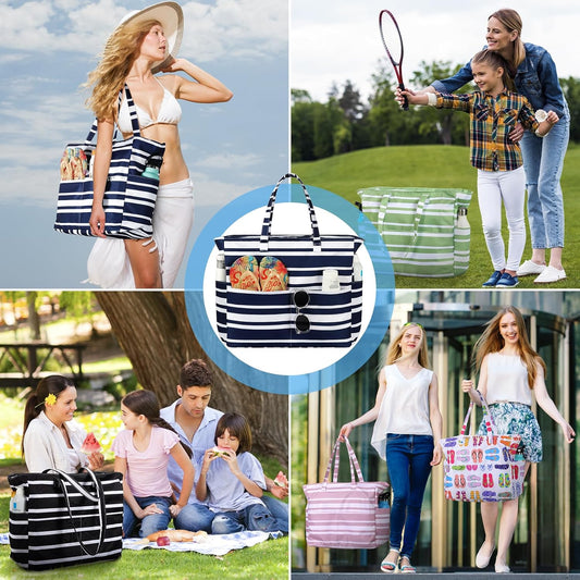 Beach Bags for Women Waterproof Sandproof Women Tote Bag, Large Beach Bag with Zipper for Gym Travel Vocation V1258-DP02-C-443