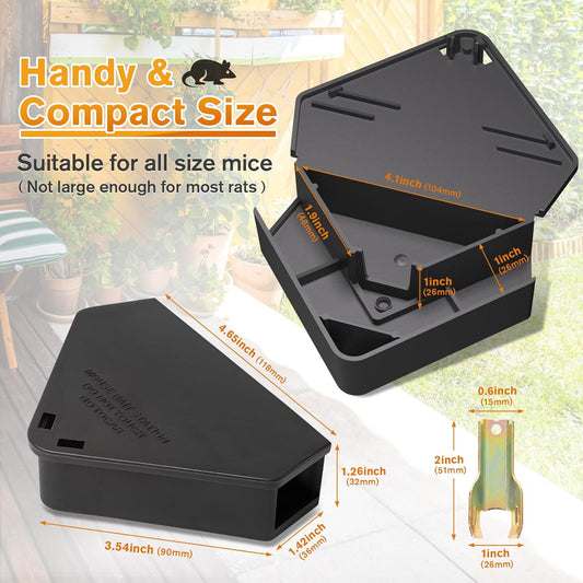 Mouse Station with Keys Black 6 Pack, Key Required Mouse Stations, Mice Stations, Keeps Children and Pets V1258-DP02-C-465