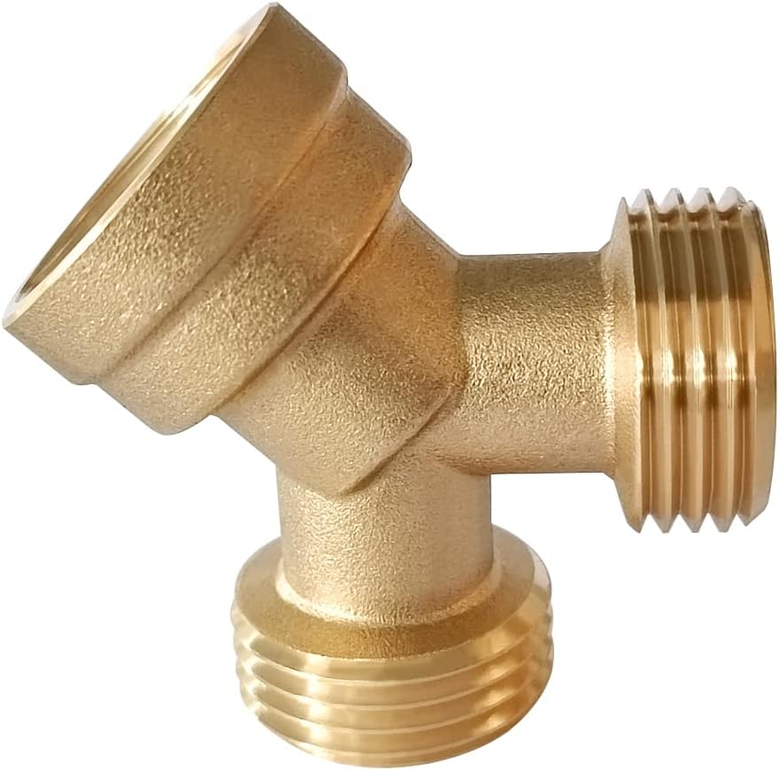 2PCS Brass 3/4" GHT Garden Hose Splitter Body Backyard 2 Way Y Shaped Connector Threaded Pipe Fitting Coupler V1258-DP02-C-498
