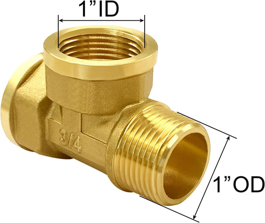 2PCS Brass Pipe Fitting Barstock Tee 3 Way NPT 3/4" Female x 3/4" Female x 3/4" Male Fitting V1258-DP02-C-501