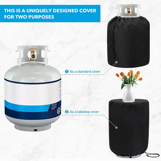 Propane Tank Cover with Side Stable Tabletop Feature for Standard 20lb Tank Cylinder, Waterproof and UV V1258-DP02-C-511