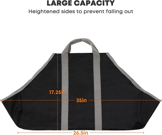 Canvas Firewood Carrier Bag, Durable Firepalce Log Tote with Handles for Wood Fire Stove, Outdoor Camping V1258-DP02-C-517