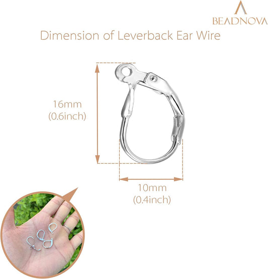 925 Sterling Silver Leverback Earring Hooks 8pcs French Ear Wire Lever Back Earwire for Jewelry Making V1258-DP02-C-522