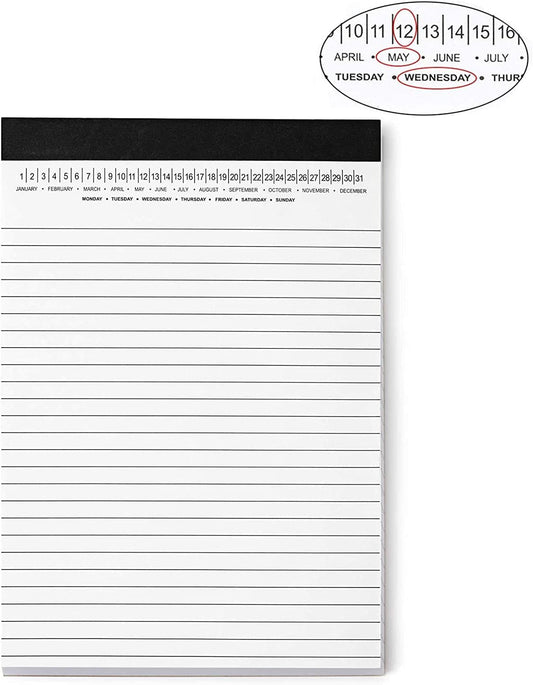 Small Legal Pads 5-3/4"x 8-1/2" Notepad with Date on Top, 50 Sheets, 6 Pack, White Lined Paper Mini Memo V1258-DP02-C-53