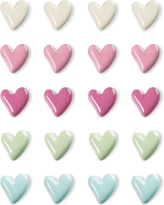 20Pcs & 12Pcs Heart Magnets, Colorful Magnets for Whiteboard Cabinet Locker, Resin Decorative Magnets for V1258-DP02-C-54