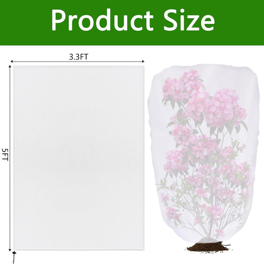 4 Pcs Garden Plant Shade Cover with Drawstring, 5 x 3.3 Ft Garden Shade Sun Protection Plant Covers, White V1258-DP02-C-541