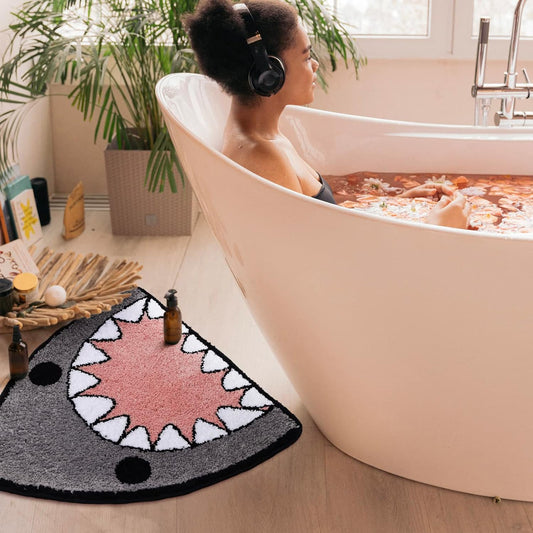 Bathroom Rug Bath Mat Shark Shaped Non Slip Bath Rug Extra Soft and Absorbent Microfiber Bath Rugs for V1258-DP02-C-556