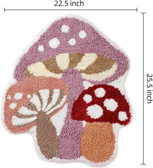 Cute Non Slip Kids Bath Mat - Strong Absorbent Soft Washable Purple Mushroom Boho Bath Rug for Tub, Shower & V1258-DP02-C-560
