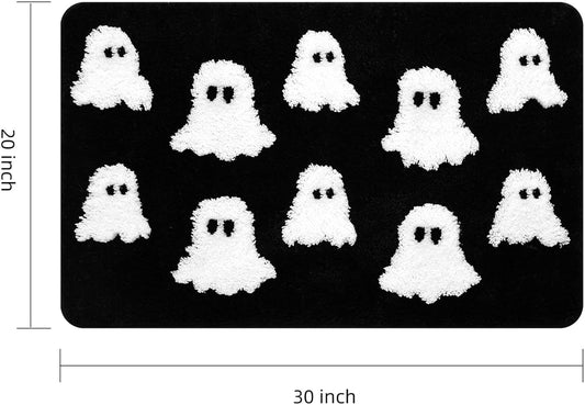 Halloween Bath Mat Spooky Ghosts Gothic Home Decor Black Rugs for Non Slip, Spooky Goth Gift Cute Shower Rug V1258-DP02-C-562