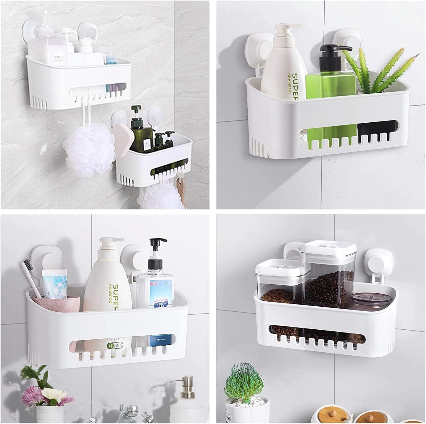 Suction Cup Shower Caddy - No Drilling Removable Shower Caddy - Powerful Suction Shower Organizer Max Hold V1258-DP02-C-578