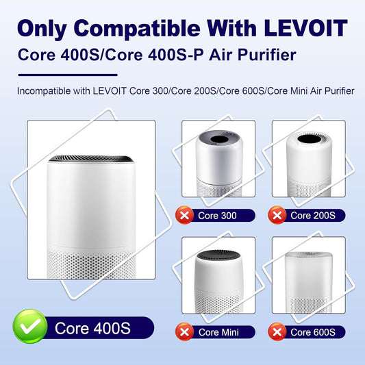 Core 400S Replacement Filter for LEVOIT Core 400S and Core 400S-P Smart WiFi Air Purifier, 3-in-1 H13 True V1258-DP02-C-610