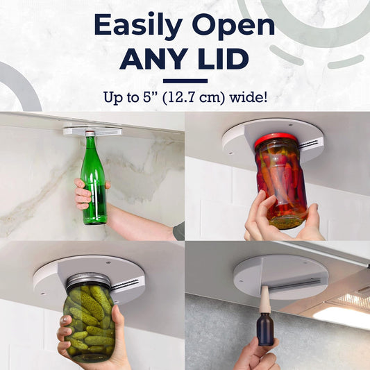 Jar Opener for Seniors - Under Cabinet Jar Openers for Weak Hands, Easy Grip, Arthritis jar opener, One V1258-DP02-C-634