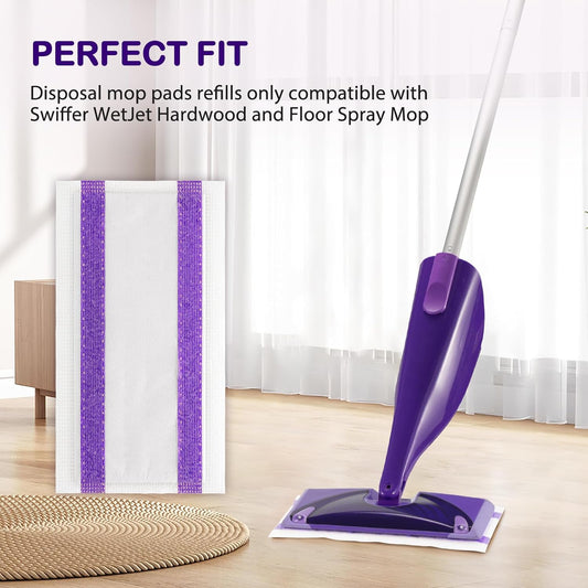 30 Count Spray Mop Pad Refill for Swiffer WetJet Hardwood and Floor Spray Mop, Disposable All Purpose Multi V1258-DP02-C-648